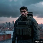 Home 19 디스토피아적 사회의 비극적 영웅 - A tragic dystopian hero standing alone on a crumbling urban rooftop at dusk, wearing worn but intact...
