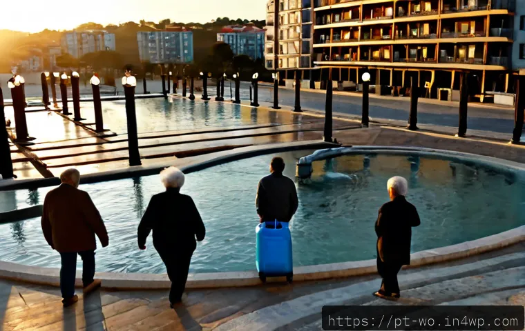 Home 17 디스토피아적 문제를 다룬 국내 작품 소개 - Photorealistic cinematic scene of a Portuguese coastal city under dystopian climate pressure, elderl...